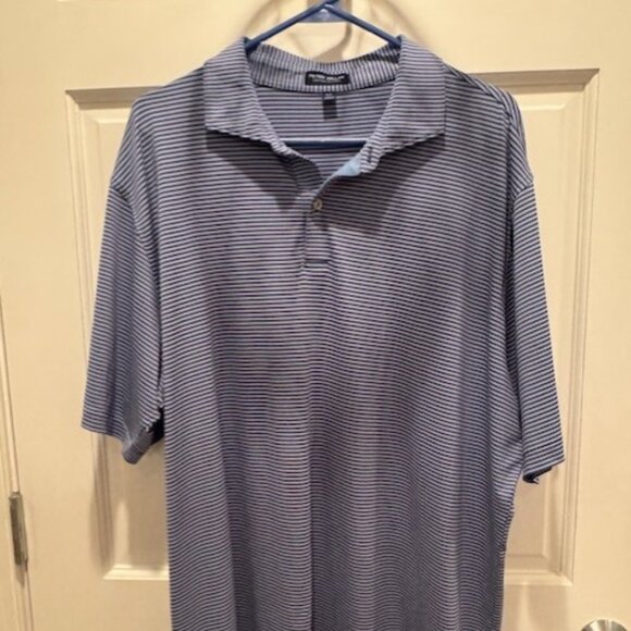 Men's Peter Millar XXL Crown Crafted Blue Striped Polo - Picture 2 of 2